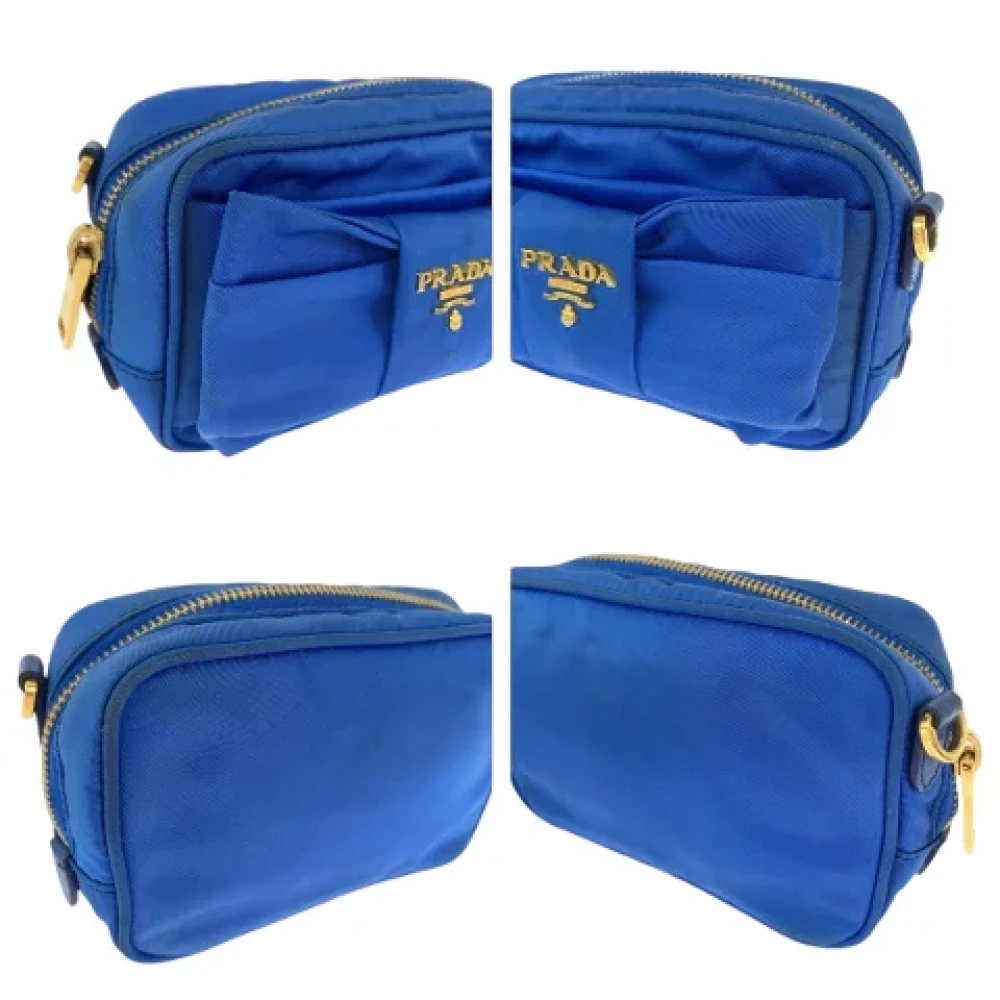 Prada Vintage Pre-owned Canvas crossbody-bags Blue Dames