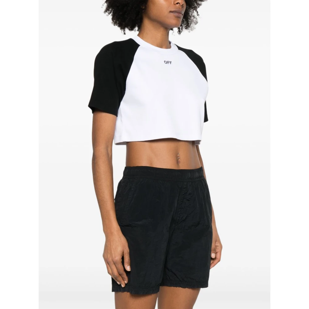 Off White Witte Crew Neck Logo T-shirts White Dames