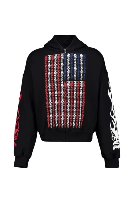 Flames Flag Zip Hoodie