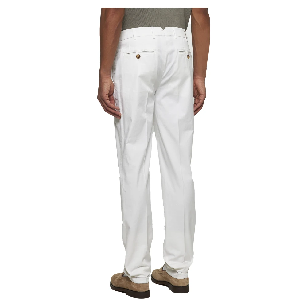 BRUNELLO CUCINELLI Witte Katoenen Gabardine Broek Italiaanse Pasvorm White Heren