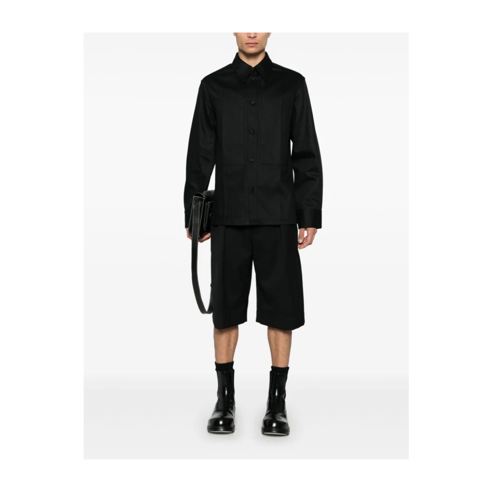 Jil Sander Zwarte Denim Overhemd Klassieke Kraag Black Heren
