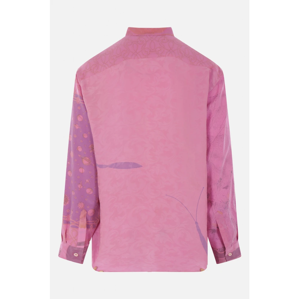 Magliano Zijden Jacquard Grafische Print Shirt Pink Heren