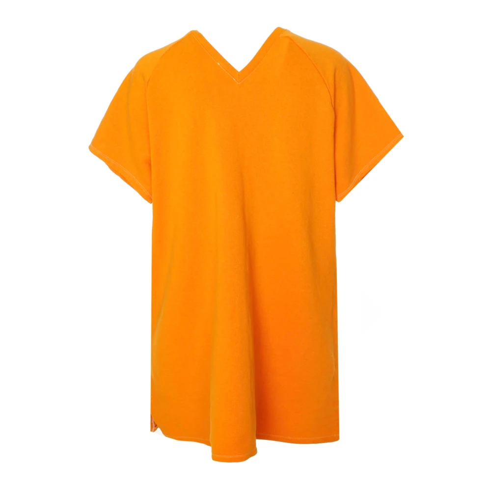American vintage V-hals T-shirt Jurk Orange Dames