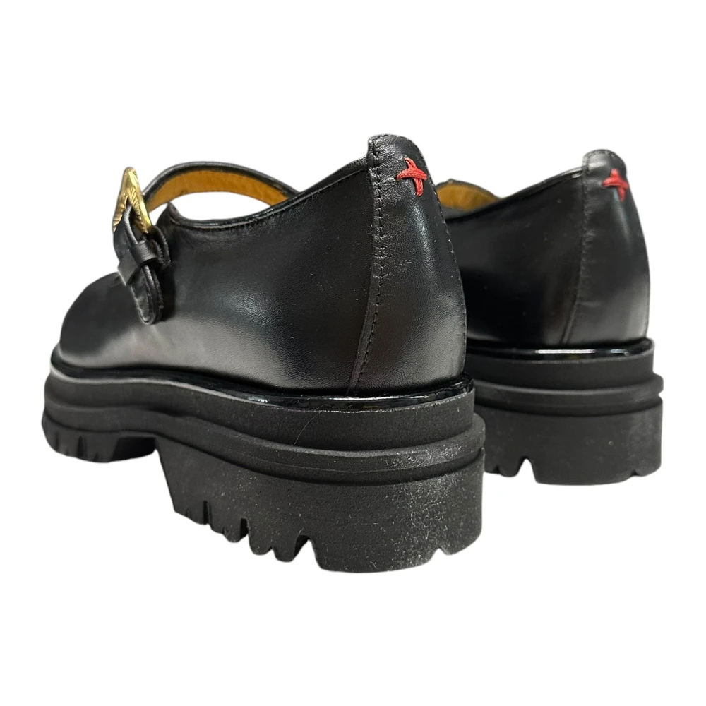 Gio+ Leren Mocassin met Open Kraag Black Dames