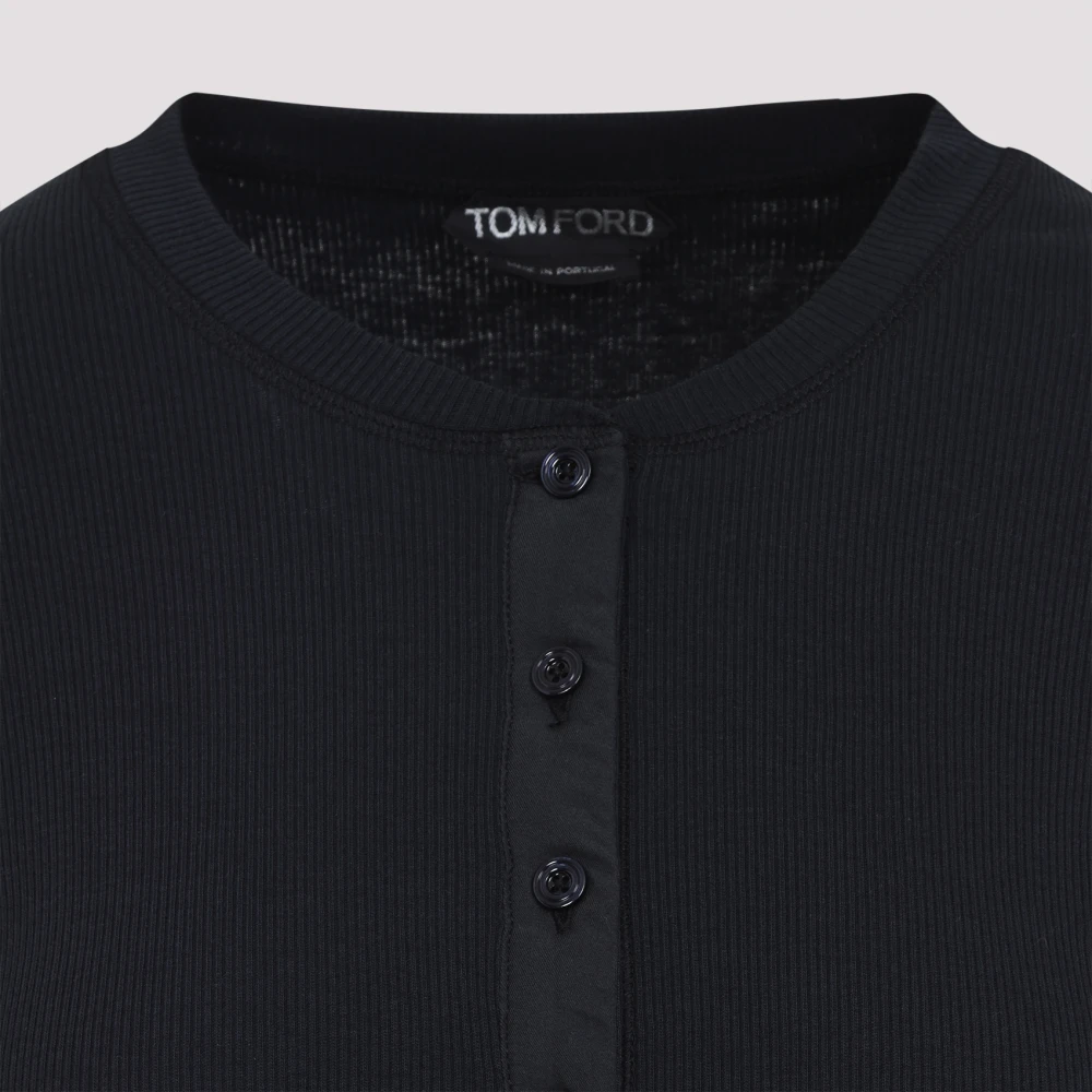 Tom Ford Zwart T-shirt met zijde-katoenmix Black Dames