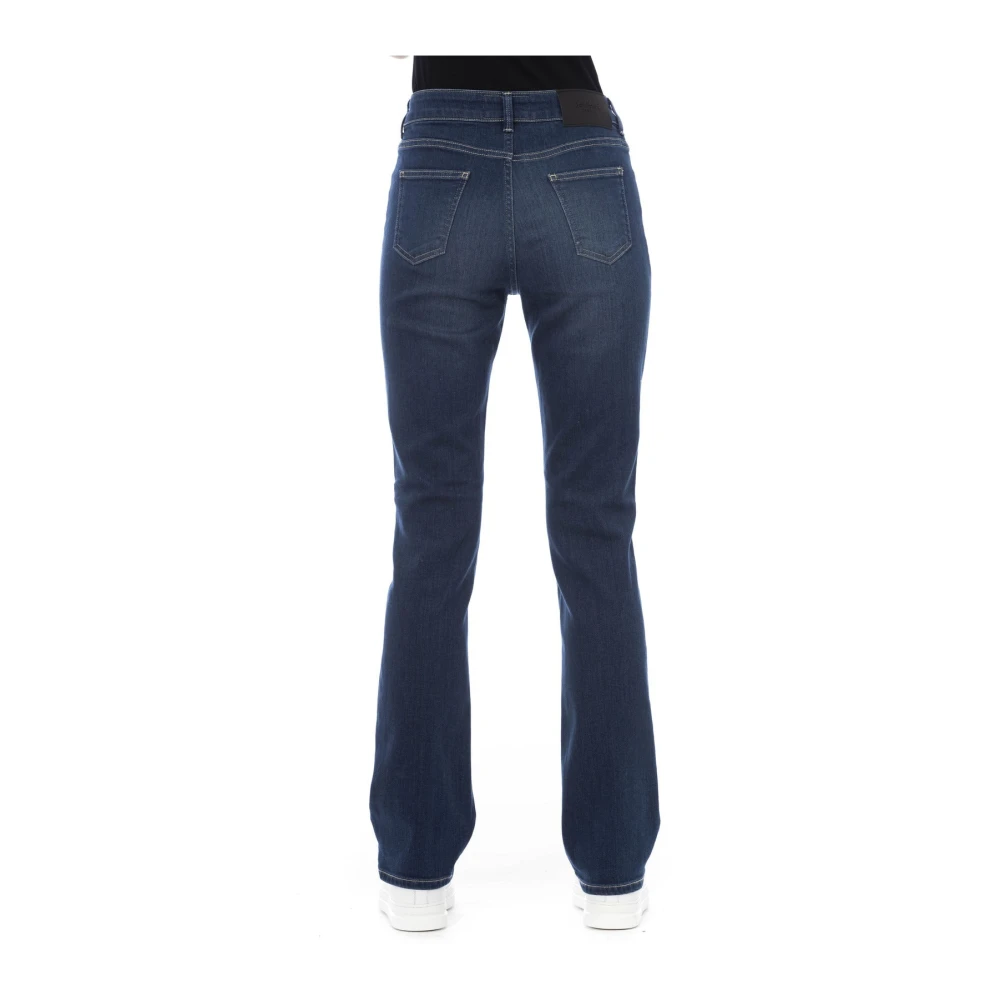 Baldinini Regular Jeans met Logo Knoop Blue Dames