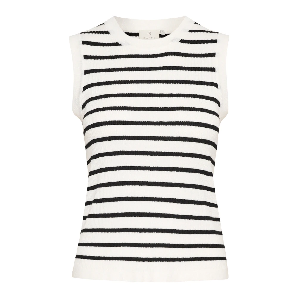 Kaffe Gestreepte Gebreide Top in Krijt Zwart White Dames