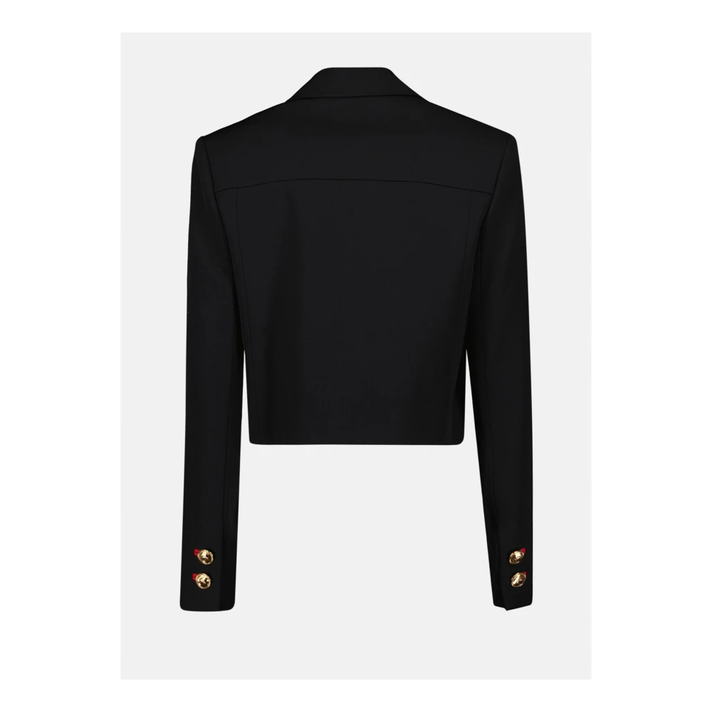 Versace Korte wollen jas zwart Black Dames