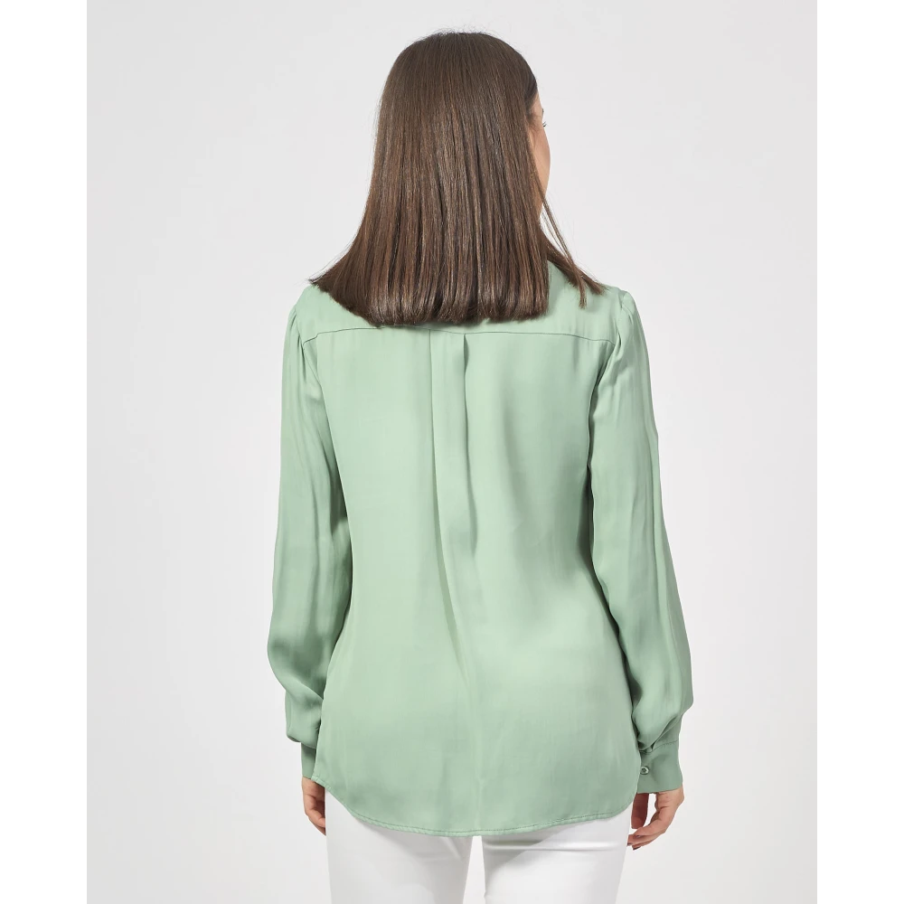Fracomina Groene viscose overhemd met strass Green Dames