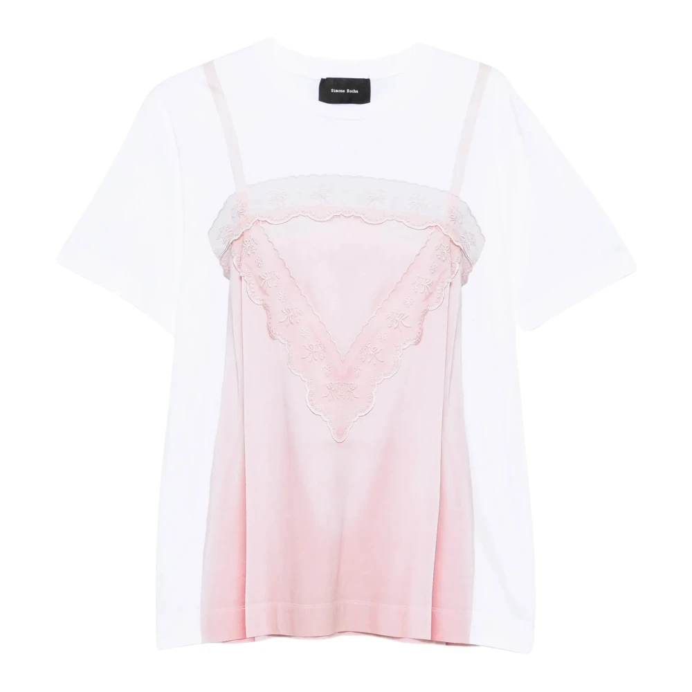 Simone Rocha Satin Slip Dress Trompe L'oeil Print T-Shirt - Female - T-Shirts - White - S - Tops
