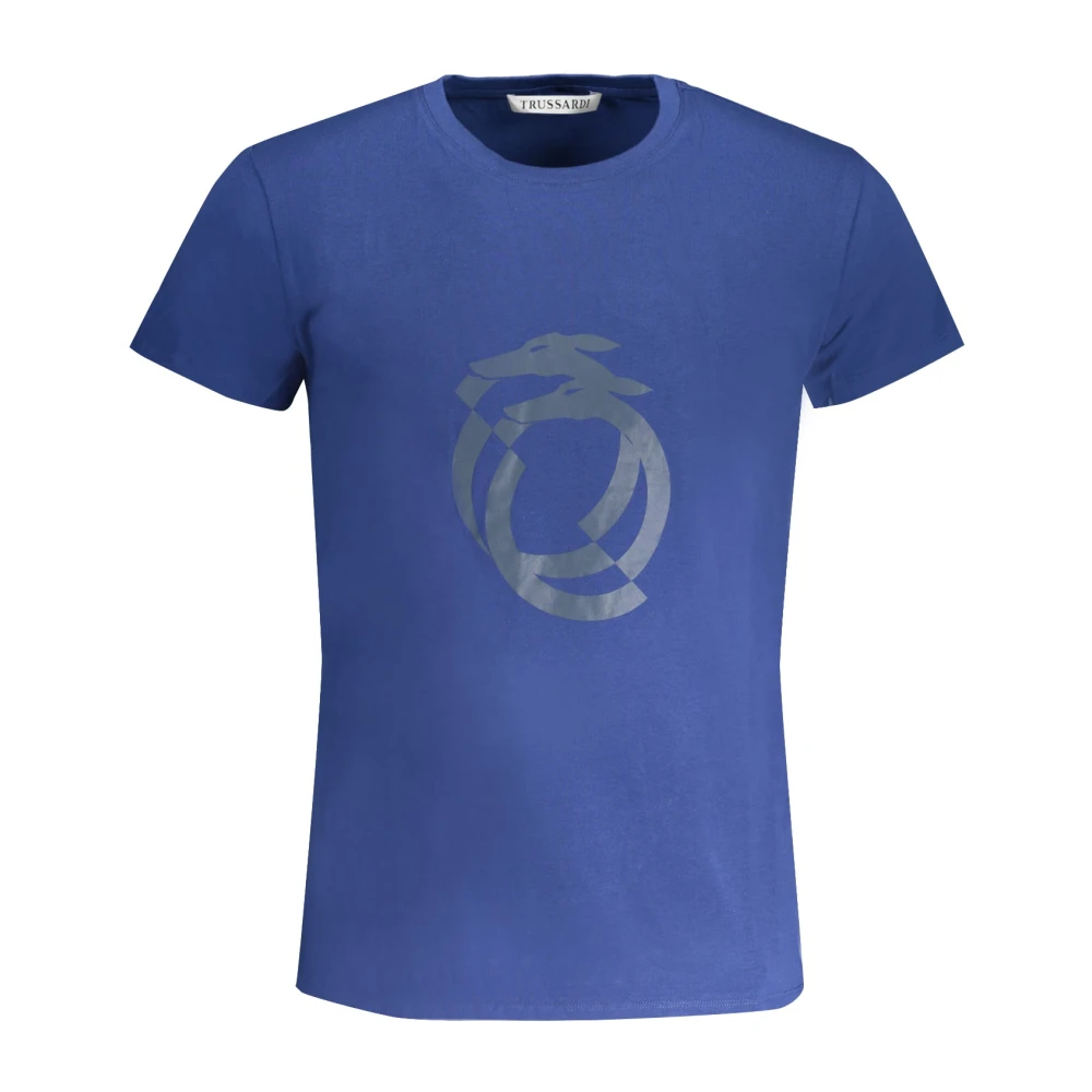 Trussardi Blauw T-shirt met korte mouwen en logo Blue Heren