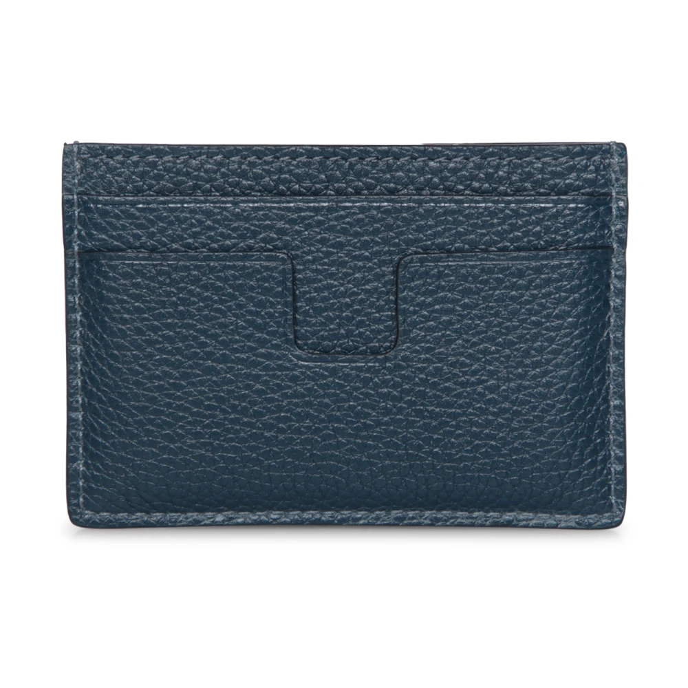 Tom Ford Blauwe Leren Kaarthouder met Logo Blue Heren