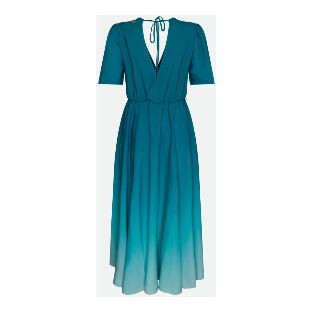 Twinset Blauwe V-hals Midi Jurk Blue Dames