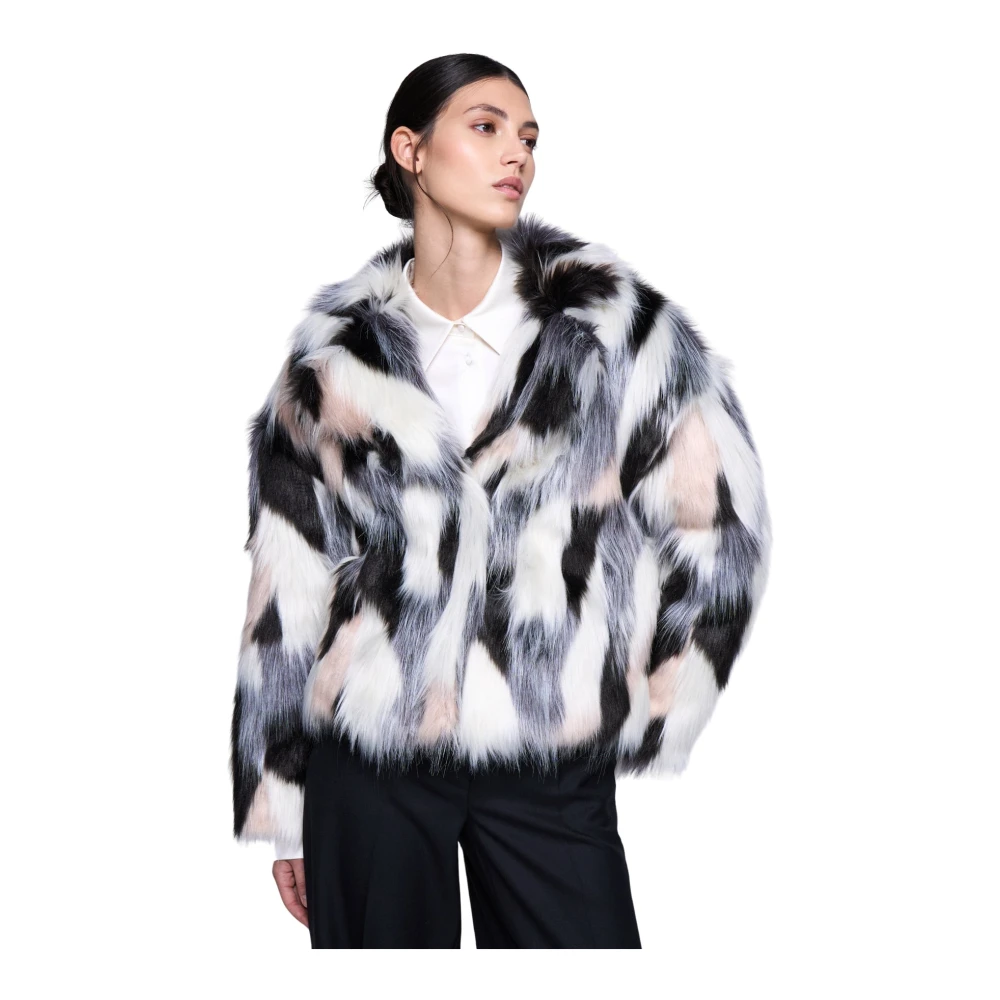 Kort Faux Fur Multifarvet Jakke