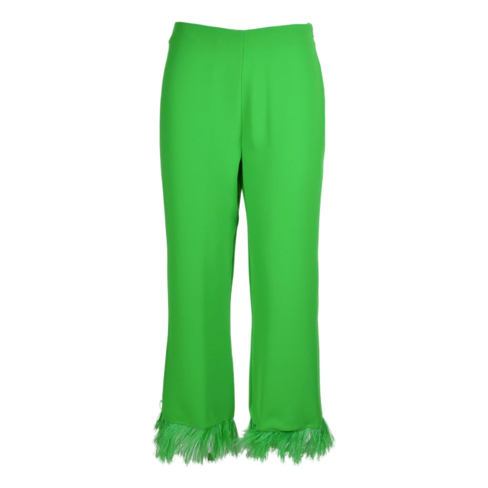 Jucca Enkellange broek met struisvogelveren detail Green Dames
