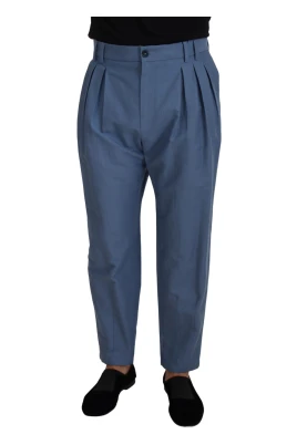 Blå Linne Chino Formella Byxor