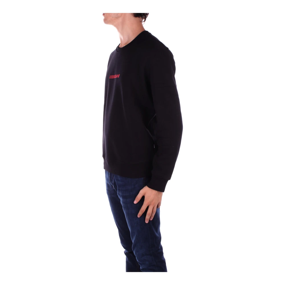 Guess Zwart Logo Front Sweater Black Heren
