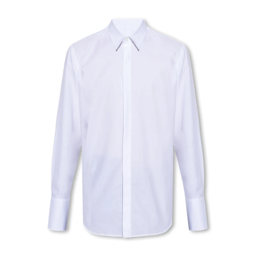 Ferragamo Mannelijk Wit Overhemd Met Lange Mouwen En Knopen