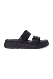 black casual open slippers