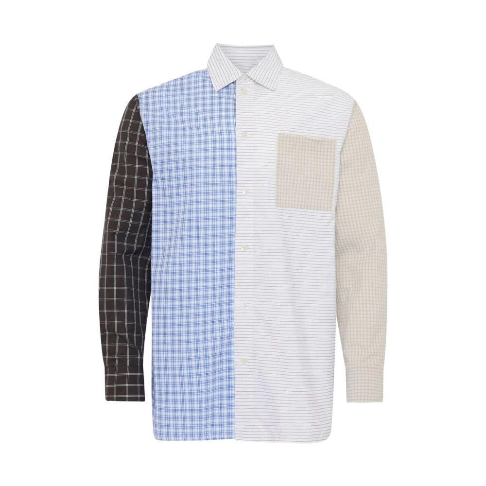 JW Anderson Patchwork Katoenen Overhemd Klassieke Kraag Multicolor Heren