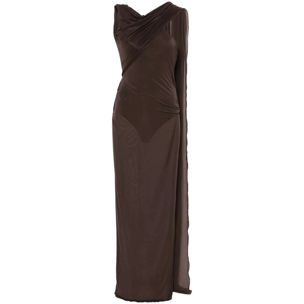 The Attico Bruine Halternek Open Rug Jurk Brown Dames