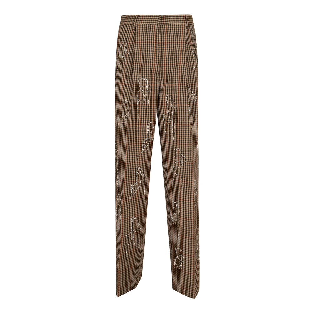 Dries Van Noten Gele & Oranje Wollen Broek Multicolor Dames