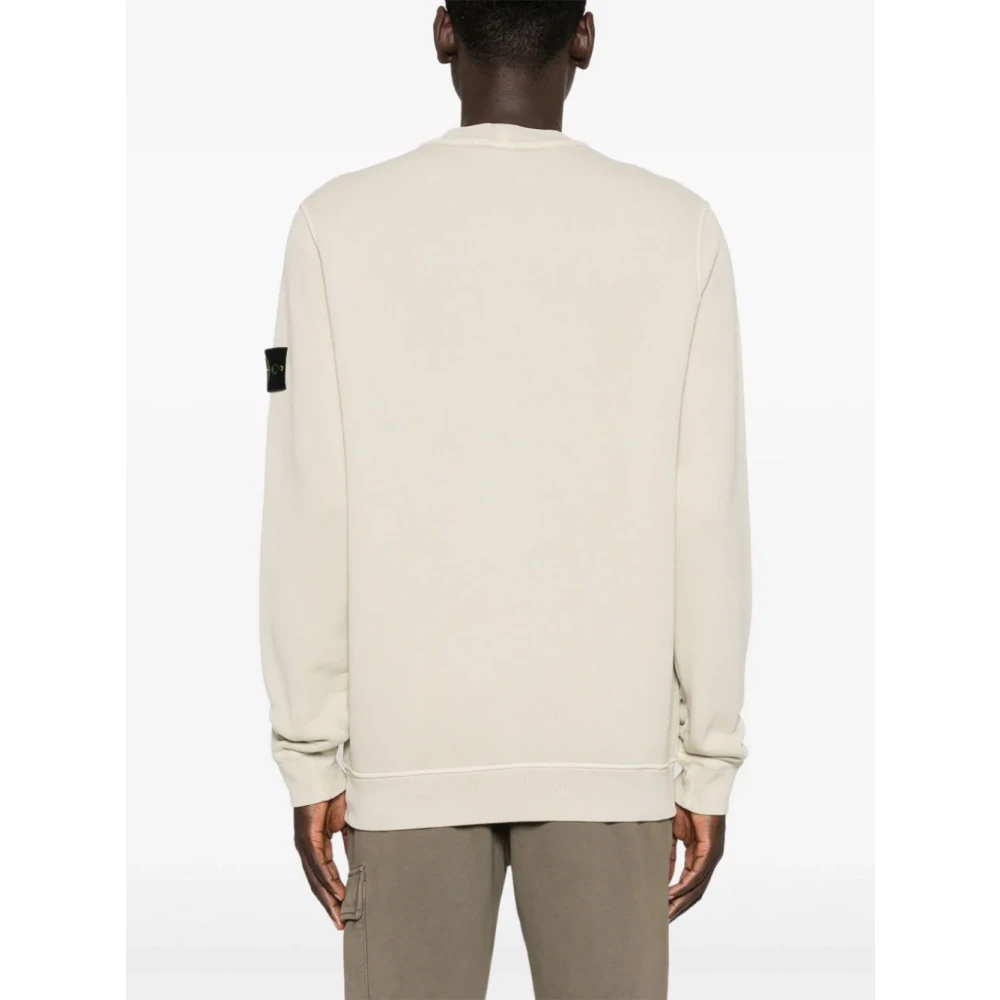 Stone Island Beige Crewneck Sweatshirt met Badge Beige Heren