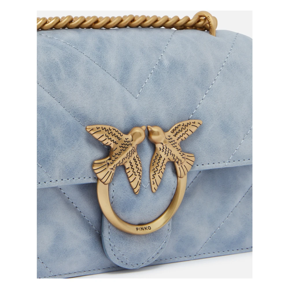 pinko Love Bag Mini Leren Schoudertas Blue Dames