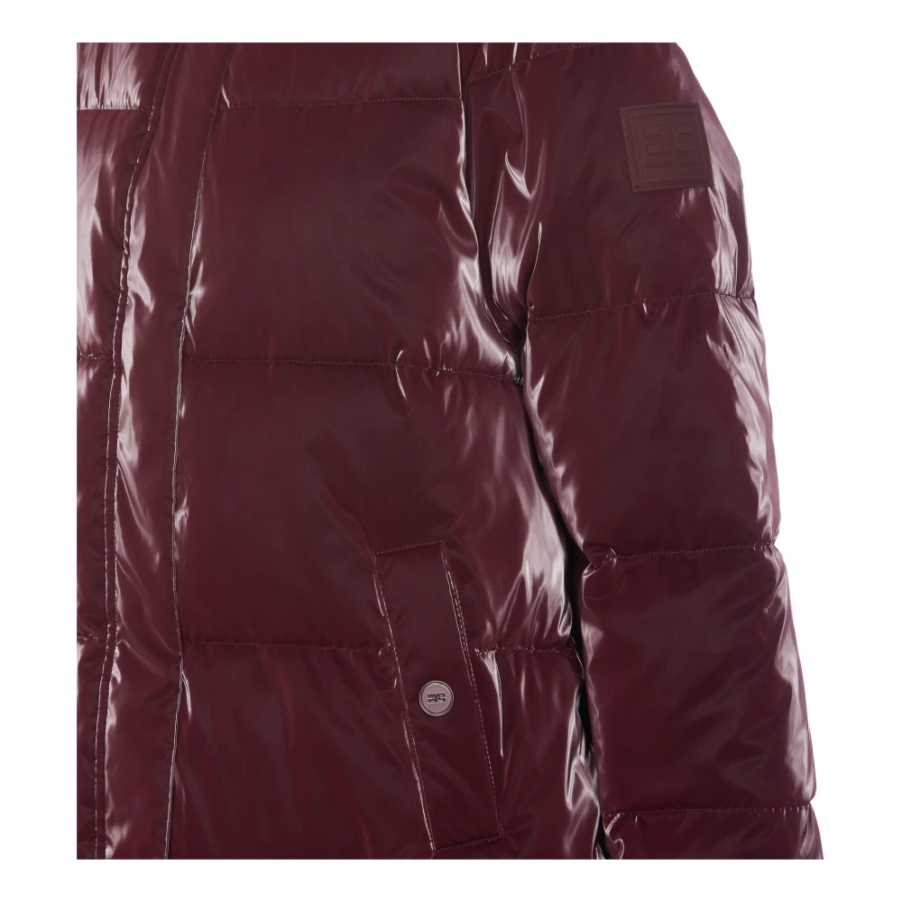 Elisabetta Franchi Bordeaux Gewatteerde Donsjas met Rits Red Dames
