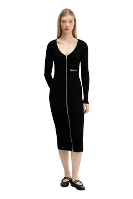 Zip Midi Knit Dress