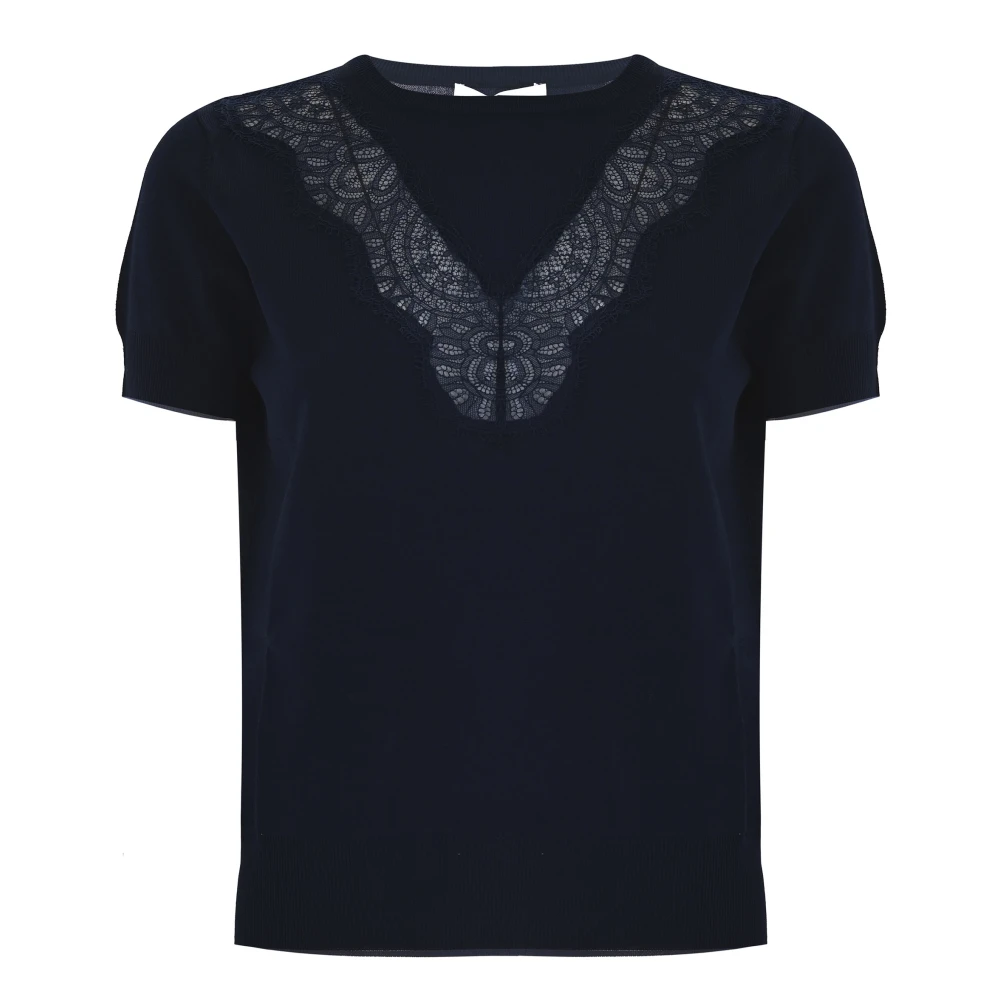 Kocca Stijlvolle Ronde Hals Gebreide Trui Blue Dames