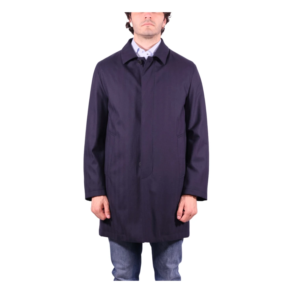 Paltò Blauwe wollen jas met afneembare kasjmier voering Blue Heren