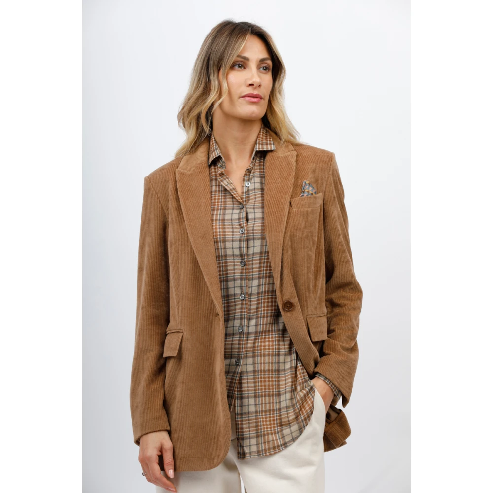 Circolo 1901 Fluwelen ribfluwelen jas Beige Dames