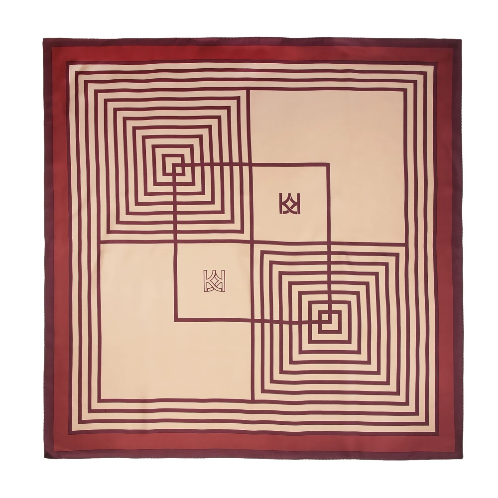 Kazar Elegante zijden sjaal met geometrisch patroon Brown Dames