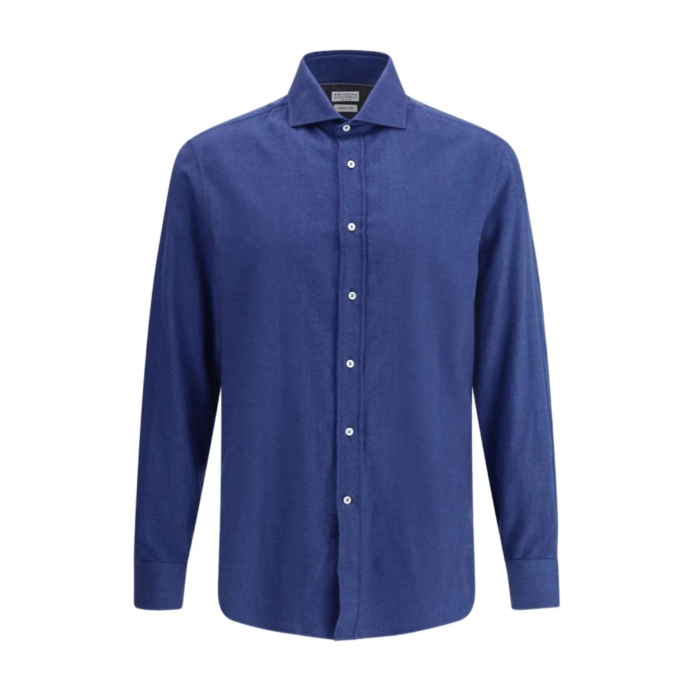 Brunello Cucinelli Herringbone Cotton And Lyocell-Blend Shirt - Male - Casual Shirts - Blue - Xl - Shirts