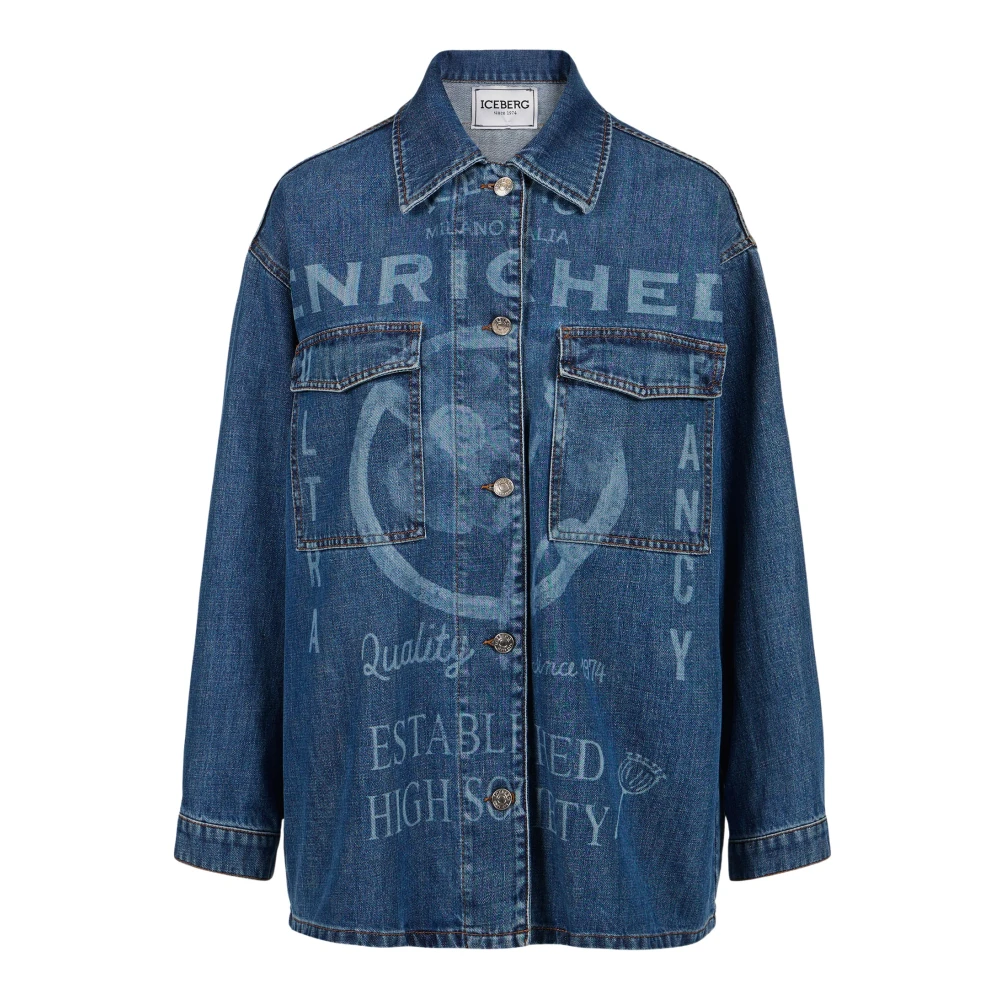 Iceberg Regular fit jack in indigo vast denim met gelaserde graphics Blue Dames