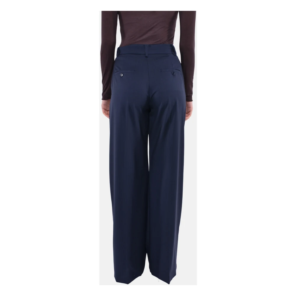 Max Mara Weekend Wijde Pijp Wol Stretch Palazzo Broek Blue Dames