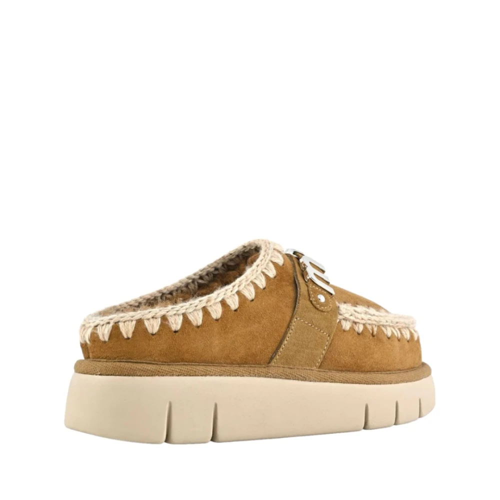 Mou Metallic Logo Bounce Klomp Brown Dames