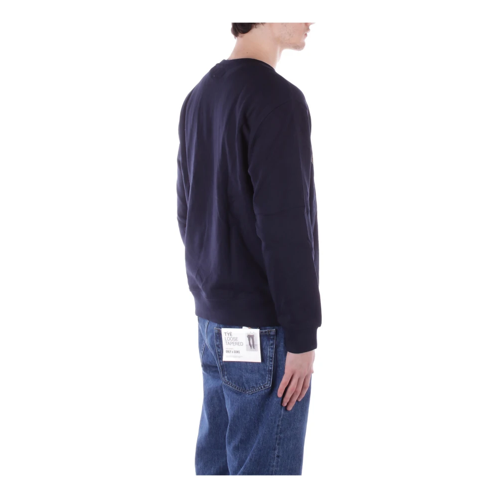 Guess Blauwe Logo Front Sweater Blue Heren