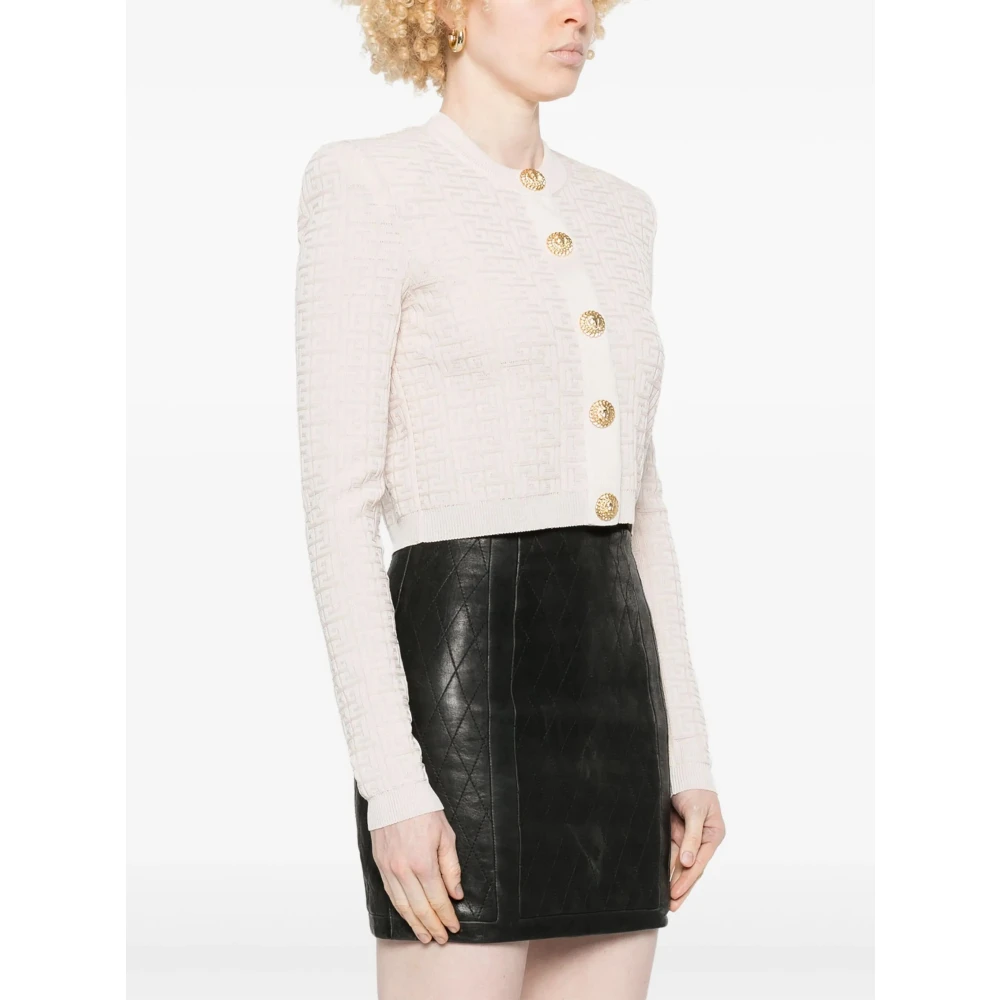 Balmain Labyrinth Knit Cardigan Beige Dames