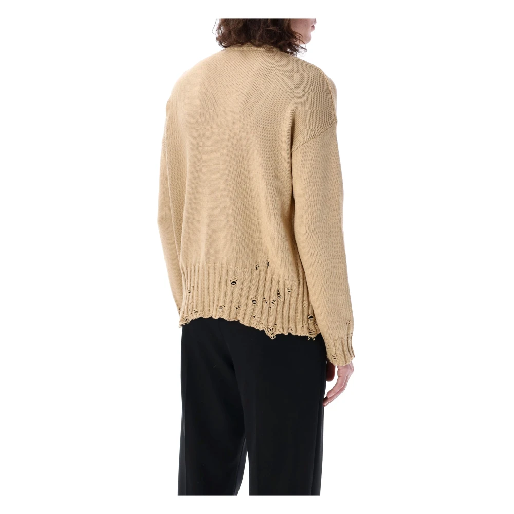 Marni Gedistresseerde Crewneck Gebreide Kleding Sand Beige Heren