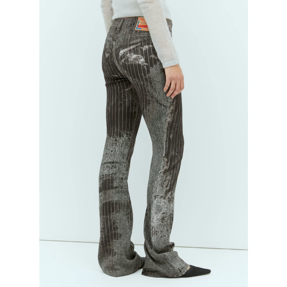 Diesel Grafische Print Stretch Broek Gray Dames