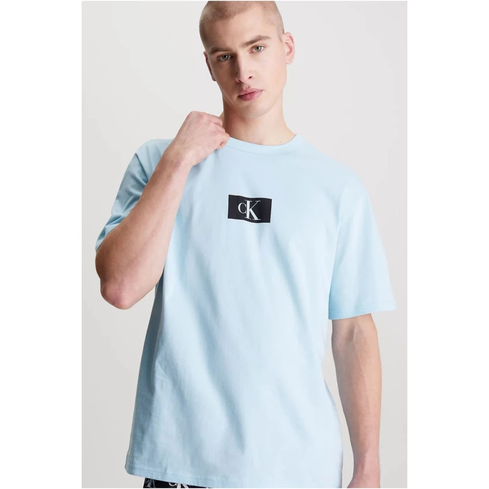 Calvin Klein Basis Katoenen T-Shirt Blauw Blue Heren