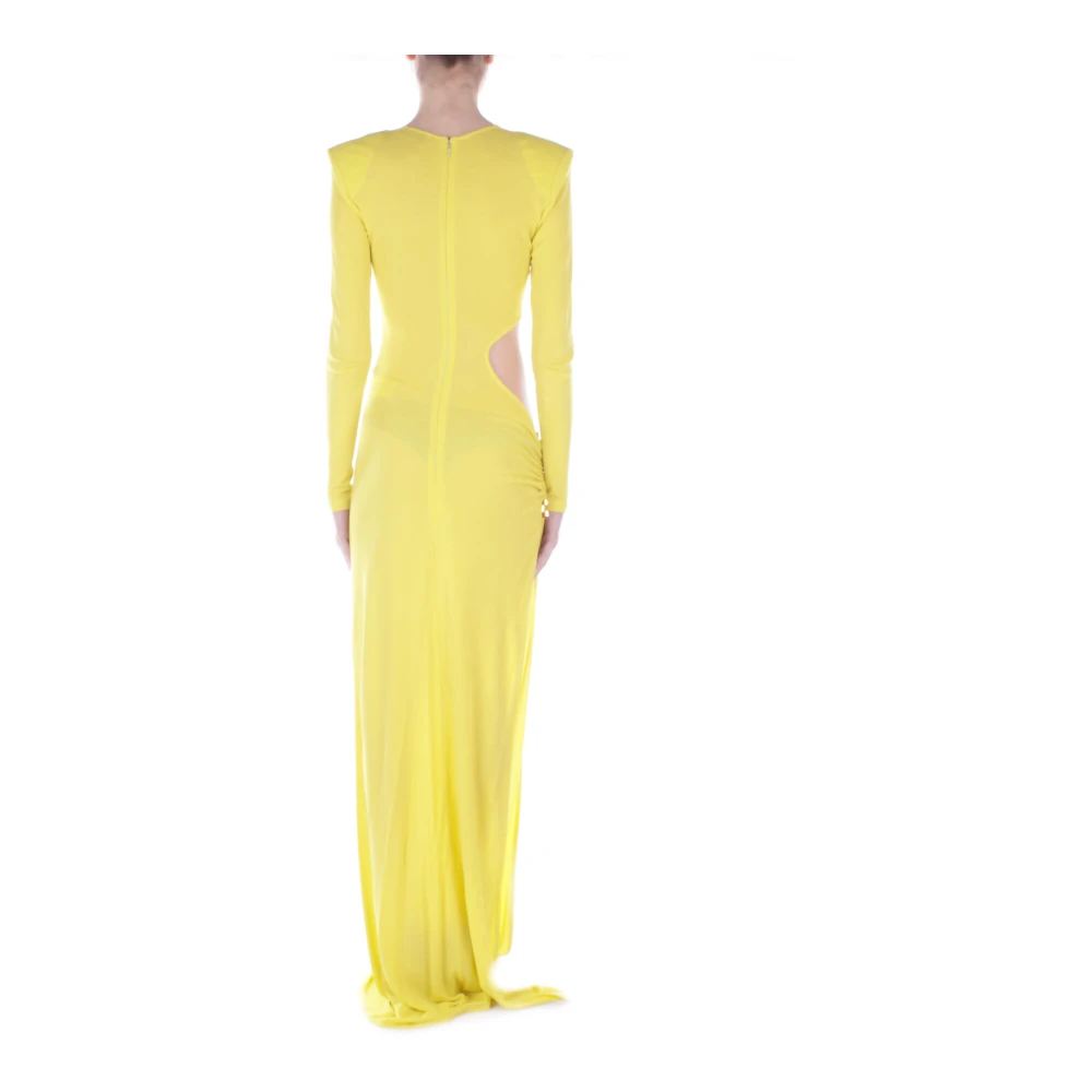 Elisabetta Franchi Gele Jurk met Achterrits Split Yellow Dames