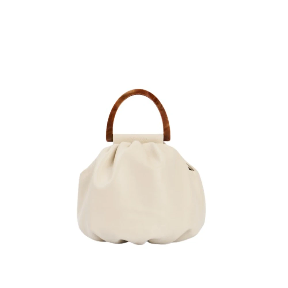 Malababa Vintage Leren Handtas met Acryl Handvat Beige Dames