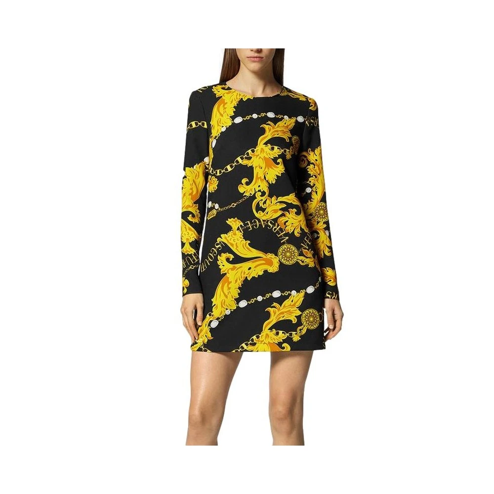 Versace Jeans Couture Iconische Rechte Jurk met Polyester Mix Black Dames