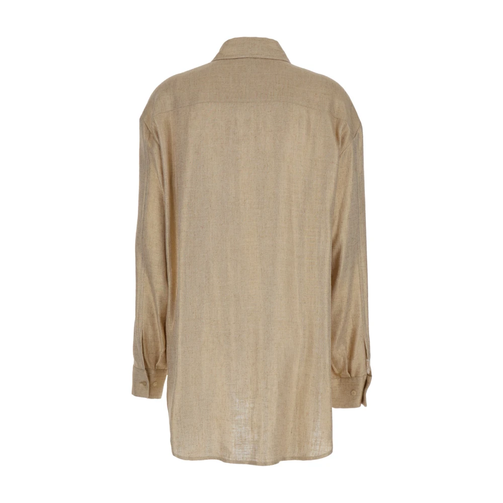 Plain Units Oversized Gelamineerd Grijs Shirt Gray Dames