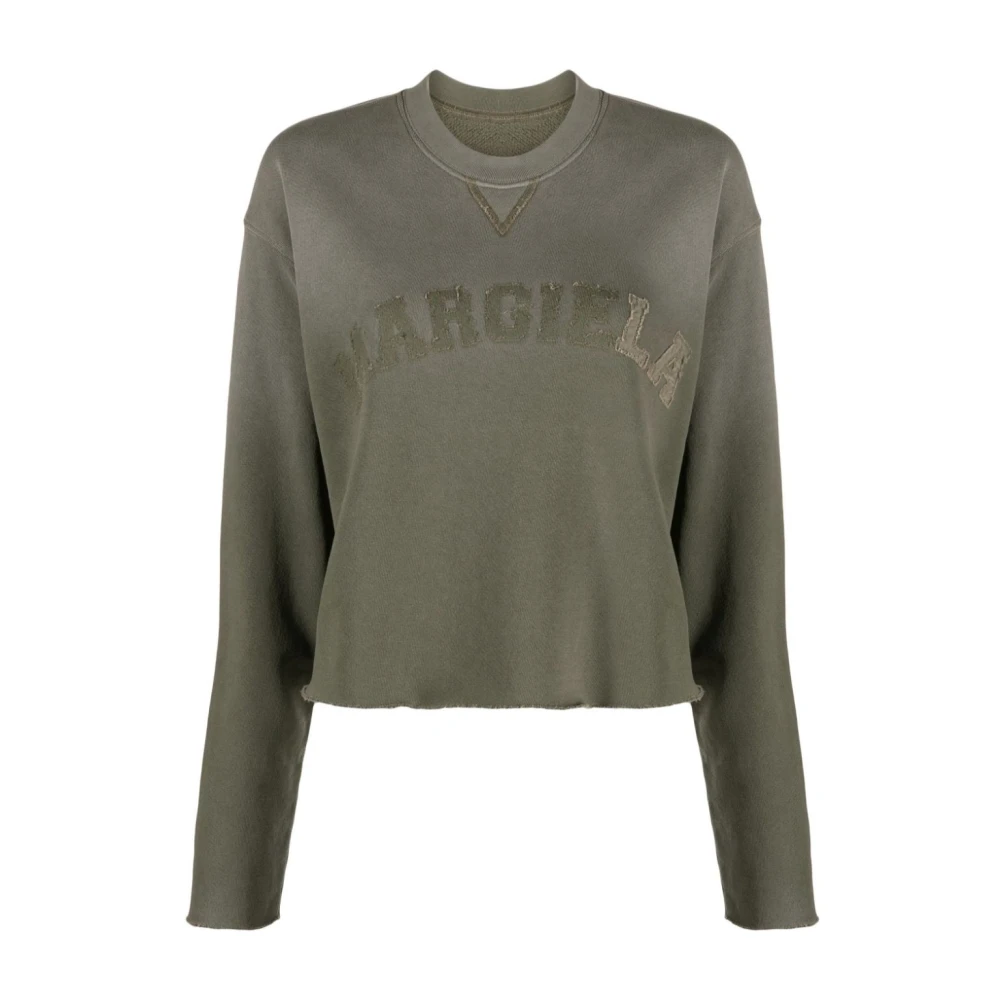 Olive Green Logo Patch Cropped Sweatshirt