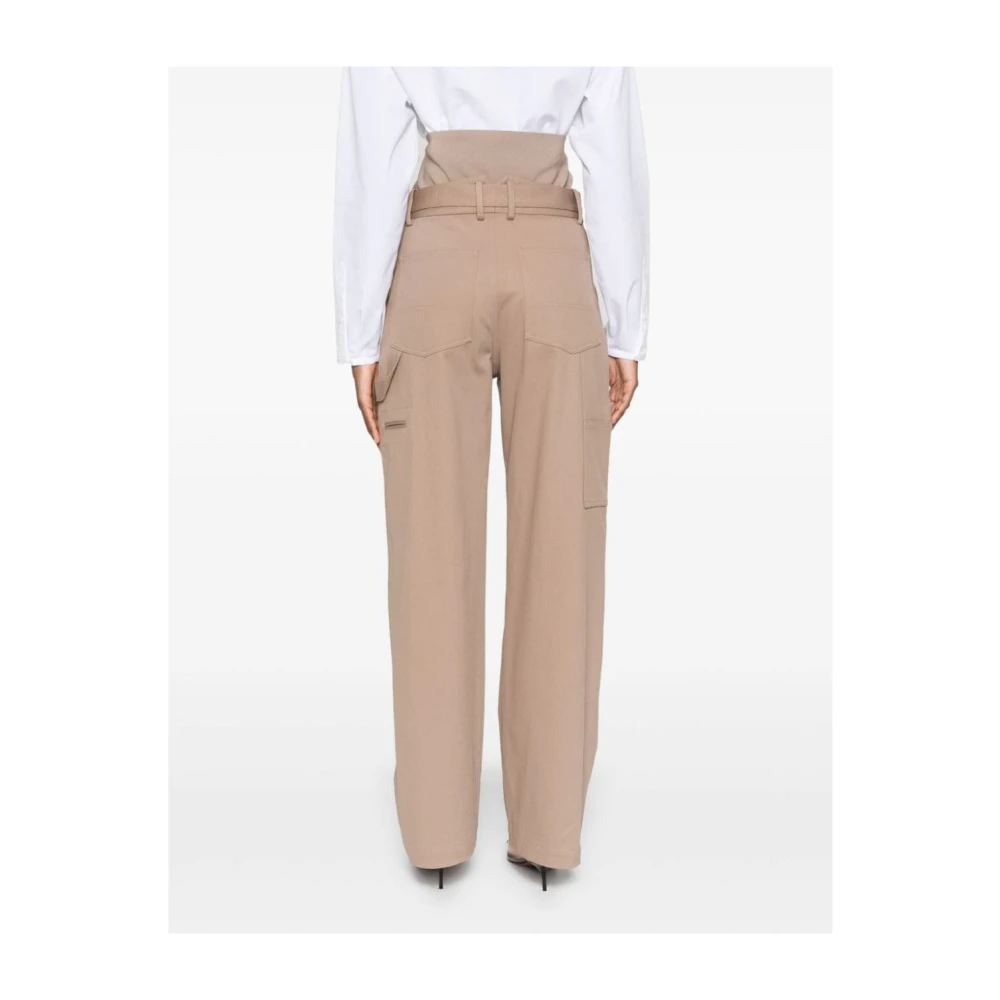 Alaïa Beige Katoenen Cargo Broek Beige Dames