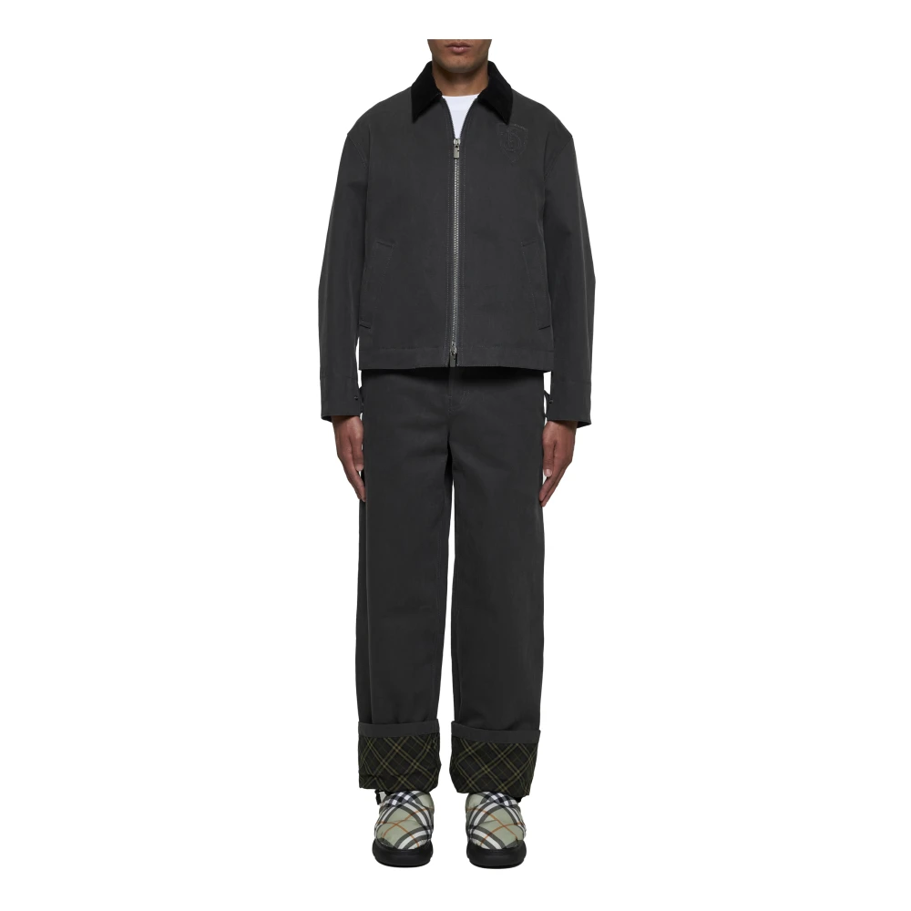 Burberry Zwarte Timmerman Broek met Logo Black Heren